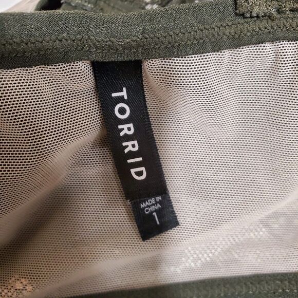 Torrid Olive Green Lace Bralette Racerback Plus Size Bra Size 1  stretch - Picture 5 of 7